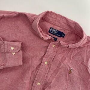 Polo Ralph Lauren Dress Shirt Mens 16.5 Red Yarmouth Flesh Pony Oxford Old Money